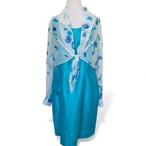 SCARLETT TURQUOISE BLUE 2 PIECE SHEATH DRESS SIZE 9/10 VINTAGE NWT SPRING SUMMER